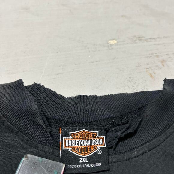 Vintage Harley Davidson Lake Tahoe Stateline Nevada Cutoff T-Shirt - Black - Picture 6 of 6